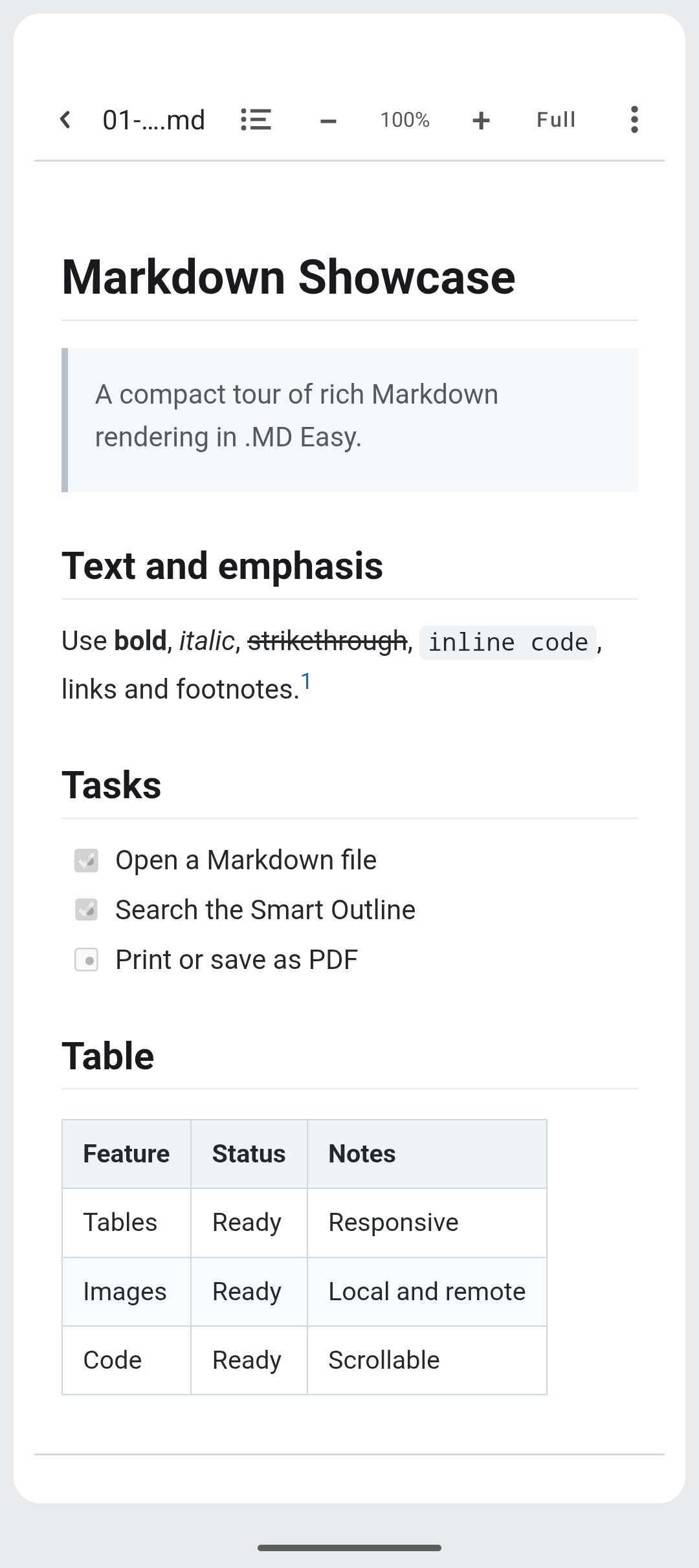 Rich Markdown rendering